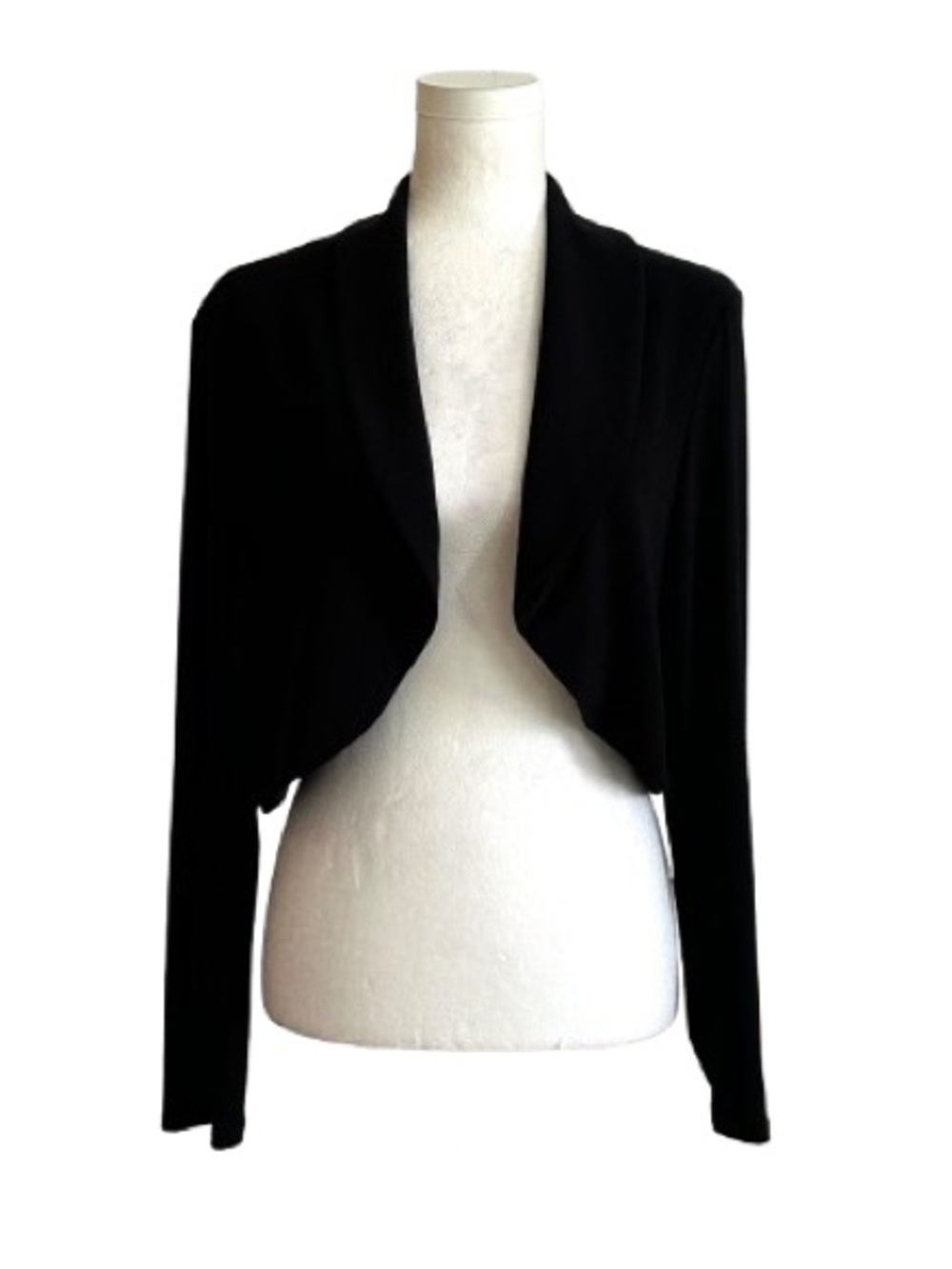 Onyx Nite Black Cropped Open-Front Shrug Bolero Sweater Jacket Size XL